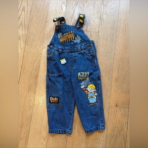 VTG Y2K Bob The Builder Boys 2T Denim Overalls Jeans Shirt Tools 2001